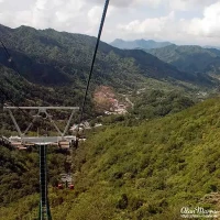 Cable car pylons on the Mutianyu section of the Great Wall of China. Cable car pylons on the Mutianyu section of the Great Wall of China.