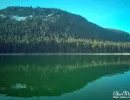 Reflection of the mountain in the water at Icy Strait Point, Alaska.