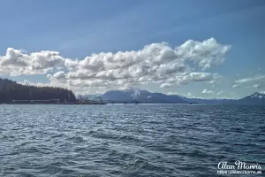 Mountain range surrounding Icy Strait Point.