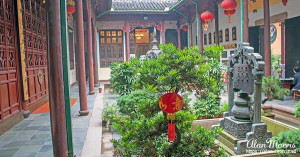 Courtyard garden at the Jade Buddha Temple in Shanghai. Courtyard garden at the Jade Buddha Temple in Shanghai.