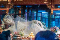 The Reclining Buddha at the Jade Buddha Temple in Shanghai.