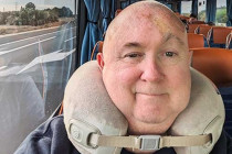 Alan Morris on a coach to Albacete from Torre Pachecco.