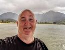 Alan Morris on a jetty across Hanalei Bay