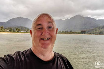 Alan Morris on a jetty across Hanalei Bay