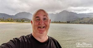 Alan Morris on a jetty across Hanalei Bay