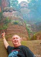 Alan Morris at the foot of the Giant Leshan Buddha, Sichuan, China. Alan Morris at the foot of the Giant Leshan Buddha, Sichuan, China.