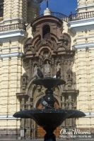 Pigeons sitting in a fountain. Pigeons sitting in a fountain.