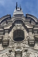 A Saint's statue on top of the Lima Cathedral in Peru. A Saint's statue on top of the Lima Cathedral in Peru.
