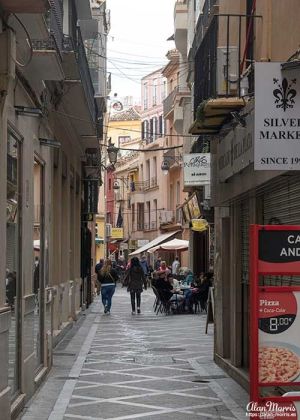 Narrow street in Malaga.