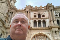 Alan Morris, outside the Malaga Cathedral.