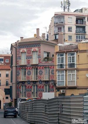 Colourfully painted building in Malaga.