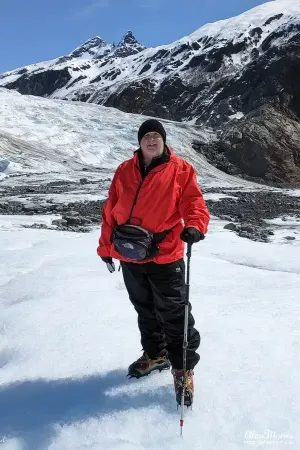 Alan Morris stood on top of the Mendenhall Glacier