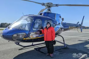 Alan Morris stood by the helicopter he took to the Mendenhall Glacier