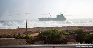 Container ship in the Pacific next to Chincha.