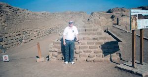 Alan Morris stood next to the North & South roads at the Pachacamac complex.