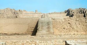 Ramp going up to the remains of the Pyramid at the Pachacamac complex.