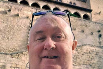 Alan Morris, beside the Royal Palace of La Almudaina in Palma Mallorca.