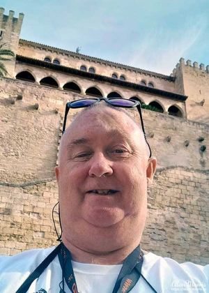 Alan Morris, beside the Royal Palace of La Almudaina in Palma Mallorca.