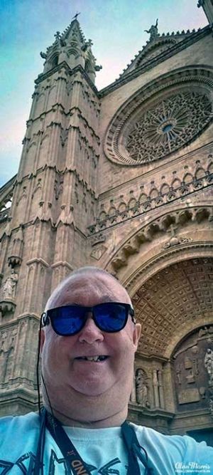 Alan Morris, in front of the Cathedral in Palma Mallorca.