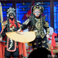 Face changer at the Sichuan Opera & Folk Art show. Face changer at the Sichuan Opera & Folk Art show.