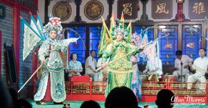 Characters performing in the Sichuan Opera & Folk Art show.