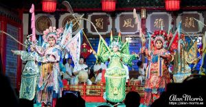 Characters performing in the Sichuan Opera & Folk Art show.