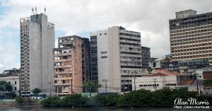 Riverside tower blocks in downtown Recife, Brazil.