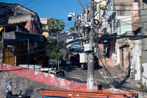Steep street in a residential area of downtown Salvador.