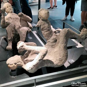 Body casts in the museum at Pompeii.