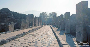 Cobbled street in Pompeii.