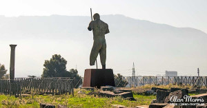 Sculpture in gardens near the Forum in Pompeii.