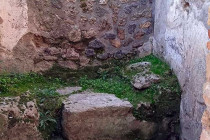 Bed in a Lupinare or brothel in Pompeii.