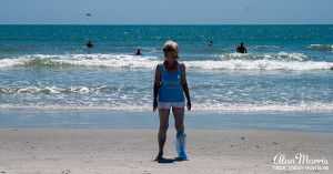 Jean Morris on the beach at The Villages of Seaport, Cape Canaveral.