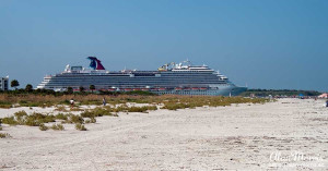 The Carnival Dream cruise ship leaving Port Canaveral, Florida.