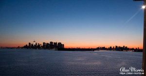 New York skyline against a beautiful sunrise.