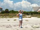 Jean Morris watching a rocket launch at Cape Canaveral.