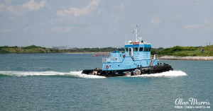 Tug boat leaving Port Canaveral.