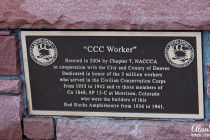 CCC Worker statue plaque.