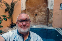 Alan Morris in the courtyard of Riad El Falili