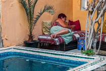 Lisa Biles in the courtyard of Riad El Falili