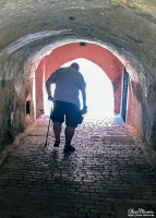 Alan Morris walking down the tunnel outside Riad El Falili. Alan Morris walking down the tunnel outside Riad El Falili.