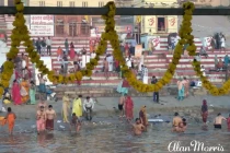 People bathing in the River Ganges at Varanasi.