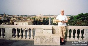 Alan Morris above the Piazza del Popolo, Rome