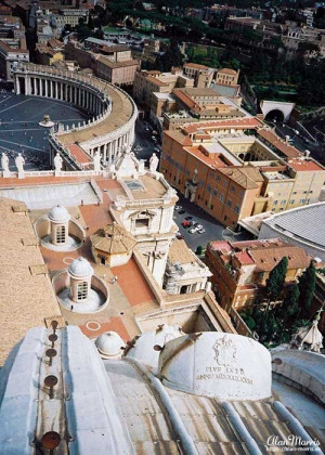 St. Peters Basilica looking down at St. Peters Square