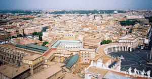 View of Rome from the roof of St. Peters Basilica.