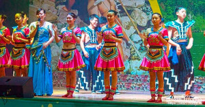 Tujia people in Louping Village perform a show for tourists. Tujia people in Louping Village perform a show for tourists.