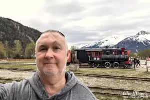 Alan Morris stood by a rail crossing in Skagway.