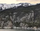 Snow-covered mountains in Skagway, Alaska.