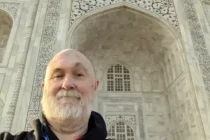 Alan Morris stood outside the rear entrance of the Taj Mahal.