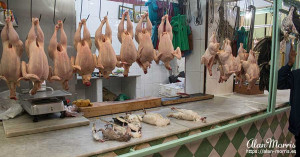 Meat stall in a Tangier market.